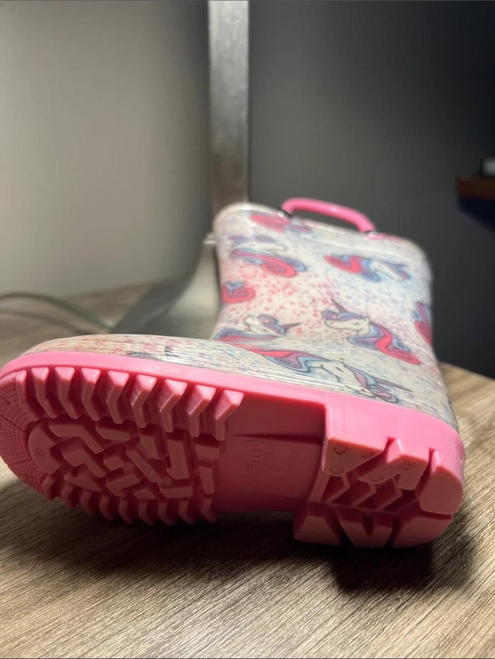 Girls' Unicorn Rain Boots in Pink & White
